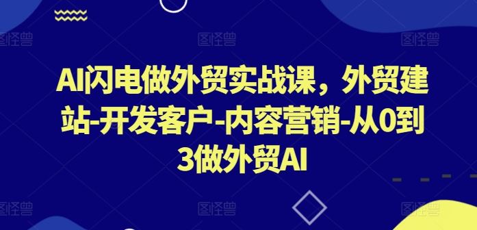 AI闪电做外贸实战课,?外贸建站-开发客户-内容营销-从0到3做外贸AI(更新)-腾哥精选