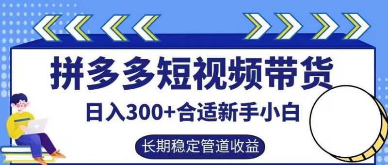 拼多多短视频带货日入300+有长期稳定被动收益,合适新手小白【揭秘】-腾哥精选