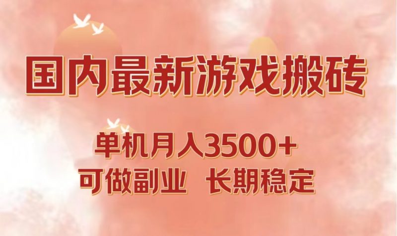 （12775期）国内最新游戏打金搬砖，单机月入3500+可做副业 长期稳定-腾哥精选