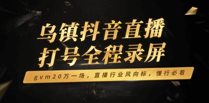 （14014期）乌镇抖音直播打号全程录屏，gvm20万一场，直播行业风向标，懂行必看-腾哥精选