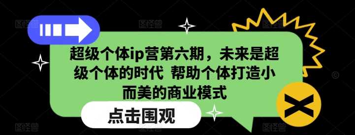 超级个体ip营第六期，未来是超级个体的时代 ?帮助个体打造小而美的商业模式-腾哥精选