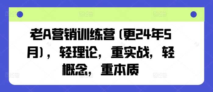 老A营销训练营(更25年1月),轻理论,重实战,轻概念,重本质-腾哥精选