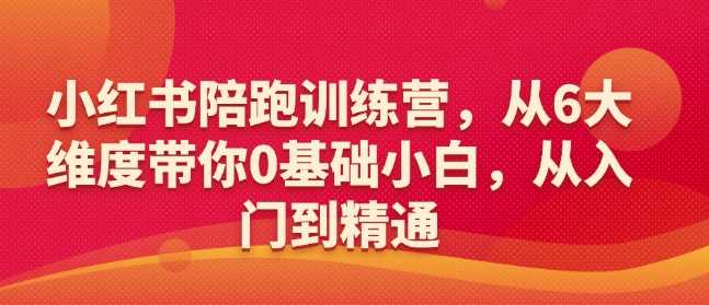 小红书陪跑训练营，从6大维度带你0基础小白，从入门到精通-腾哥精选