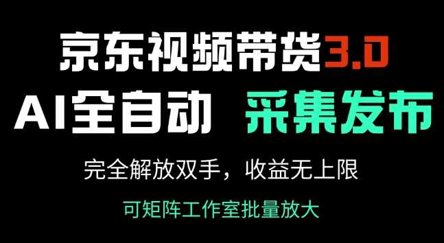 京东视频带货3.0,Ai全自动采集+自动发布,完全解放双手,收入无上限-腾哥精选