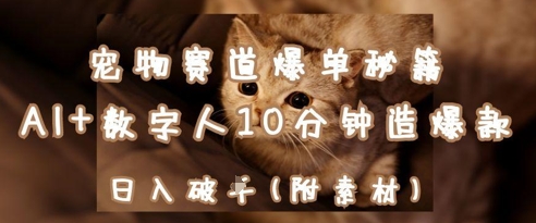 宠物赛道爆单秘籍：AI+数字人10分钟造爆款，日入1k-腾哥精选