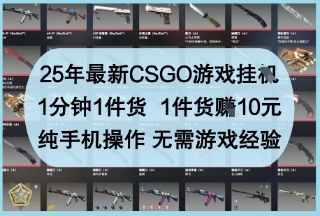 25年最新CSGO游戏挂G，1分钟1件货，1件货挣10元，纯手机操作，无需游戏经验【揭秘】-腾哥精选