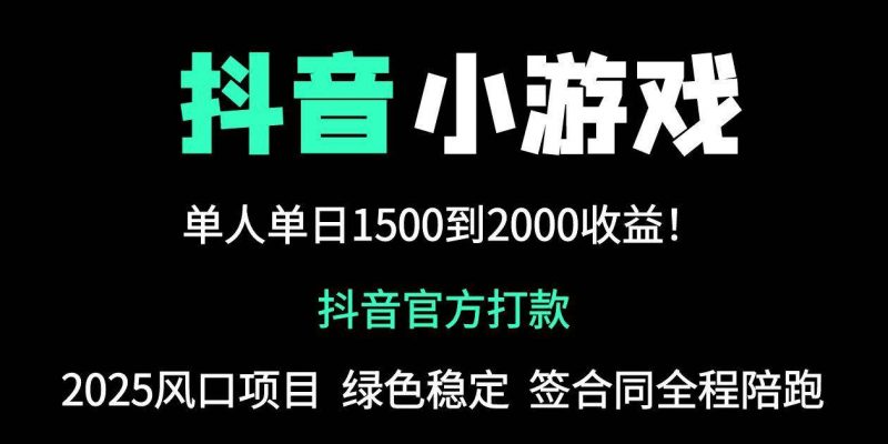 （14527期）抖音官方小游戏2025全网最新玩法，暴利赚钱项目，单机日入2000+，绝不…-腾哥精选