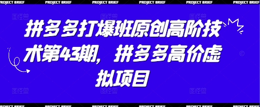 拼多多打爆班原创高阶技术第43期,拼多多高价虚拟项目-腾哥精选