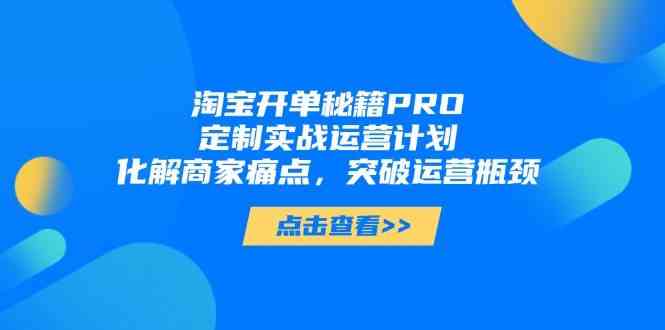 淘宝开单秘籍PRO，定制实战运营计划，化解商家痛点，突破运营瓶颈-腾哥精选
