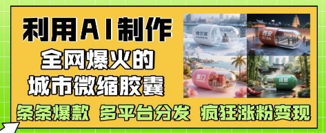 利用AI制作全网爆火的城市微缩胶囊，条条爆款， 多平台分发，疯狂涨粉变现-腾哥精选