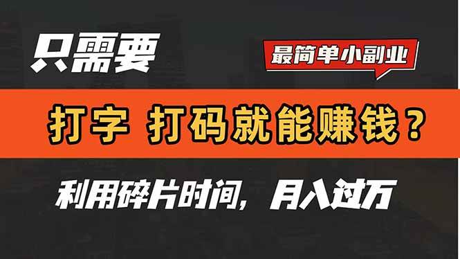 (14673期)只需要打字,打码,就能赚钱?简单的赚钱小副业,利用碎片时间,月入过万-腾哥精选